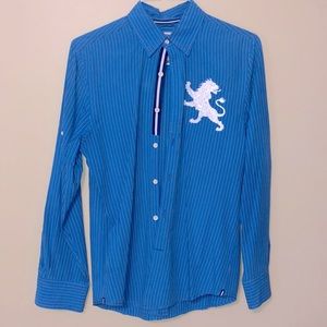 🚫SOLD🚫3/$15 Express Blue/White/Black Striped buttondown
